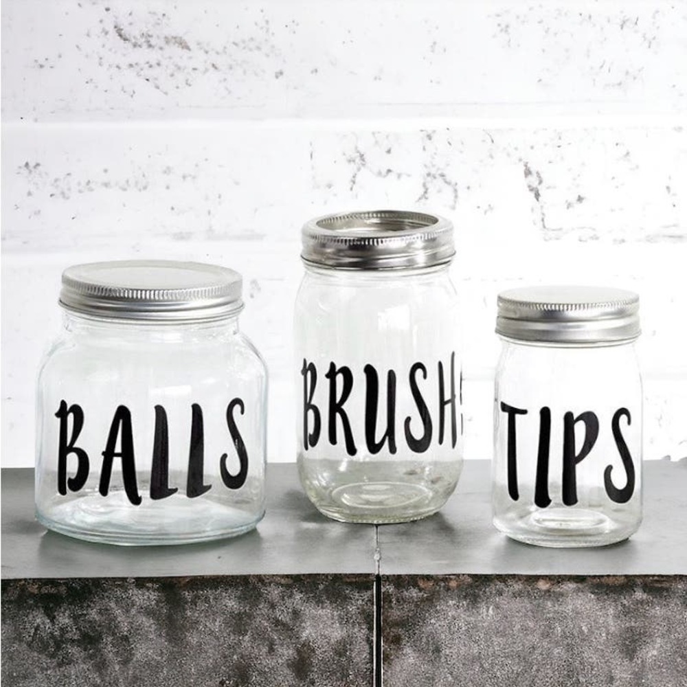 Set of 3 Apothecary Glass Jars with Screw on Lid, Funny Quotes